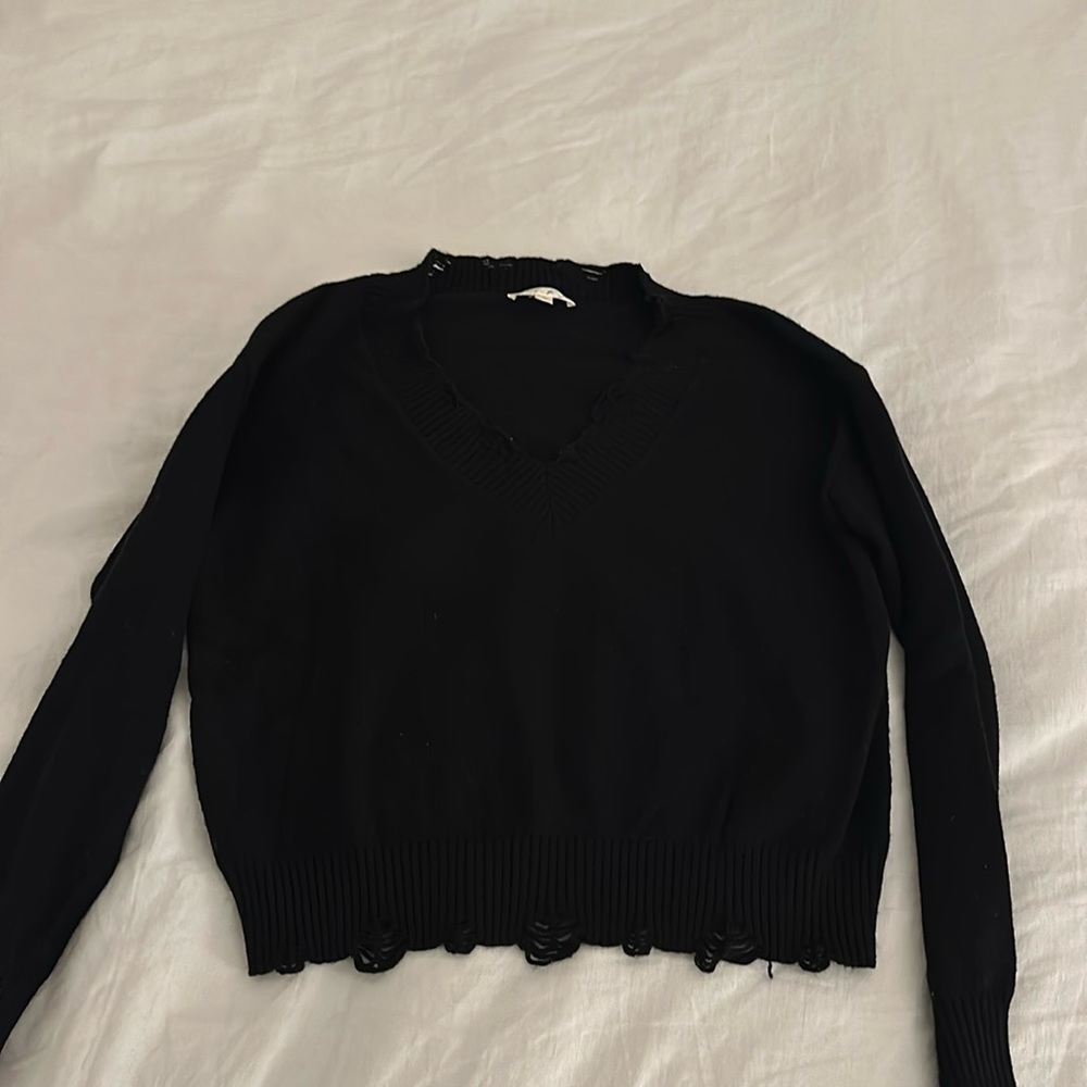 black v neck rock n rags sweater